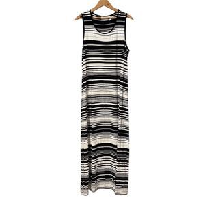 Chico's Women's Sleeveless Striped Maxi Dress Black Size 2 Casual Large